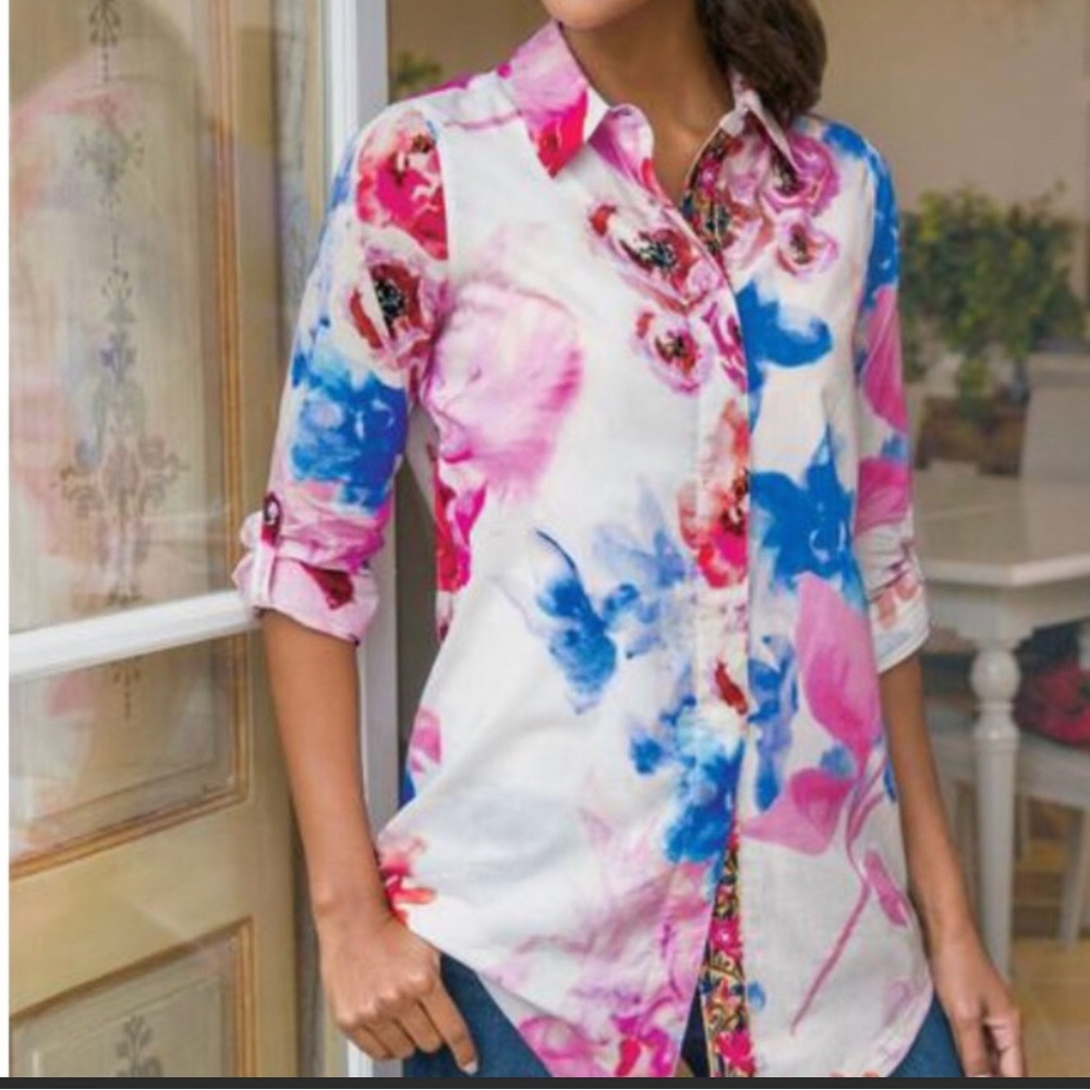 Soft Surroundings blouse with embroidery